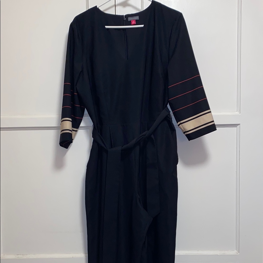 Vince Camuto Women's Size 14 Black Wide Leg Belted Jumpsuit